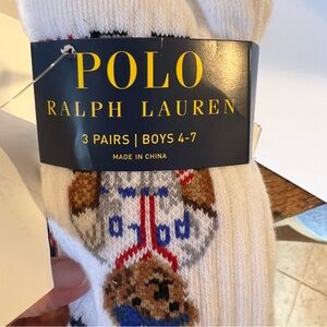 NWT Polo by Ralph Lauren Boys' Logo Socks - set of 3 Pairs in pack